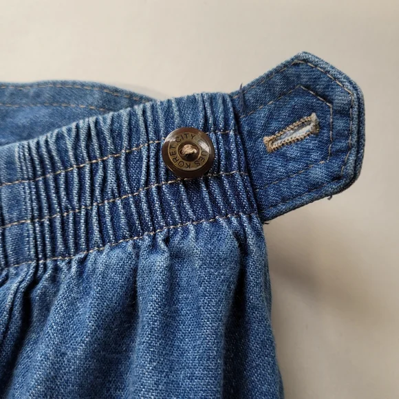 Vintage Koret City Blues Size 12 Maxi Skirt Blue Denim Pockets Elastic Waist - Picture 9 of 14